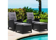 Gardeon 5PC Recliner Set – Stylish Wicker Outdoor Lounge