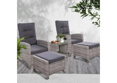 Gardeon 5PC Recliner Set – Stylish Wicker Outdoor Lounge