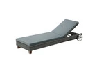 Stylish Grey Wicker Sun Lounge with Wheels for Outdoor Comfort