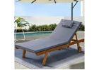 Gardeon Sun Lounge Wooden Outdoor Lounger with Wheels – Stylish Patio Relaxer