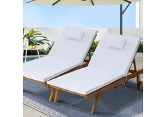 Gardeon 2x Sun Lounge Wooden Outdoor Lounger Day Bed with Wheels