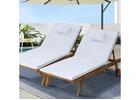 Gardeon 2x Sun Lounge Wooden Outdoor Lounger Day Bed with Wheels