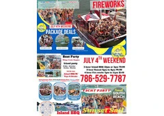July Fourth Weekend in Miami Fireworks Party Boat Rentals, Yacht Parties and Island BBQ Adventures