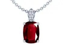Best Rare Untreated Cushion Ruby Pendant With Round Diamonds (2.08cttw)